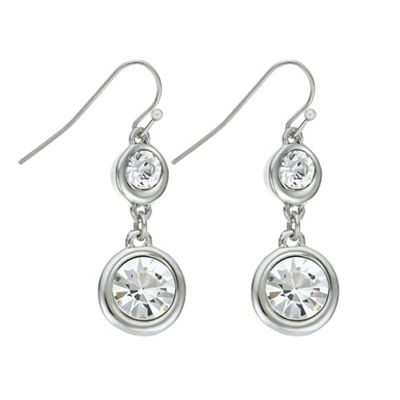 Designer silver double crystal earring